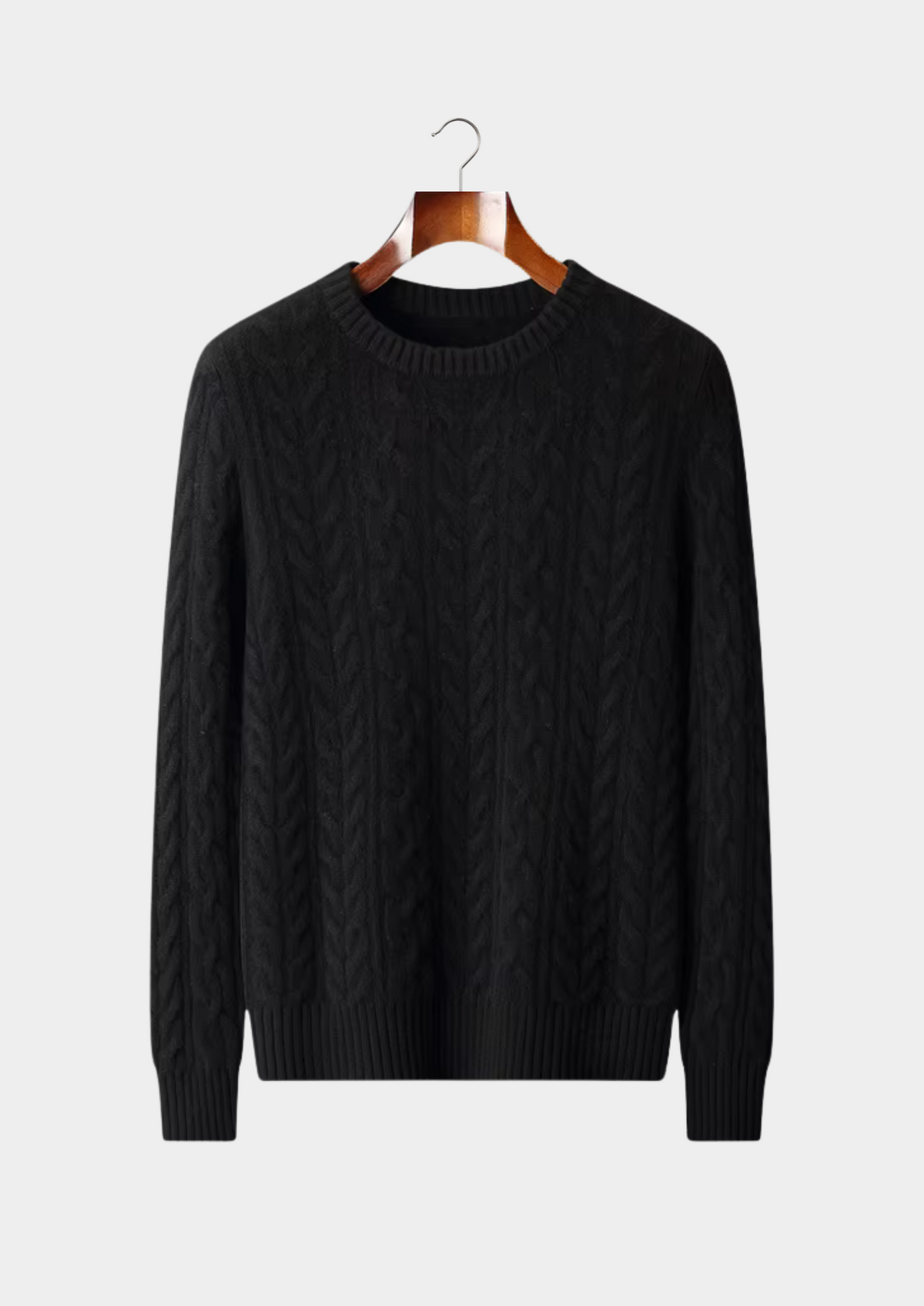 Pure Extra-Fine Merino Wool Cable Knit Crewneck - photo 7
