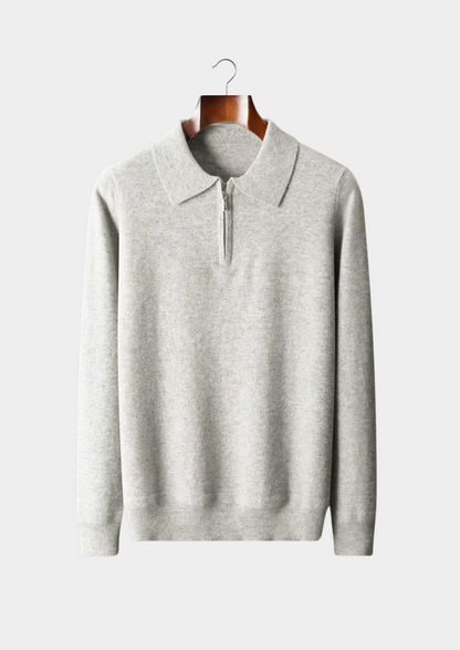 Pure Extra-Fine Merino Wool Half Zip Polo