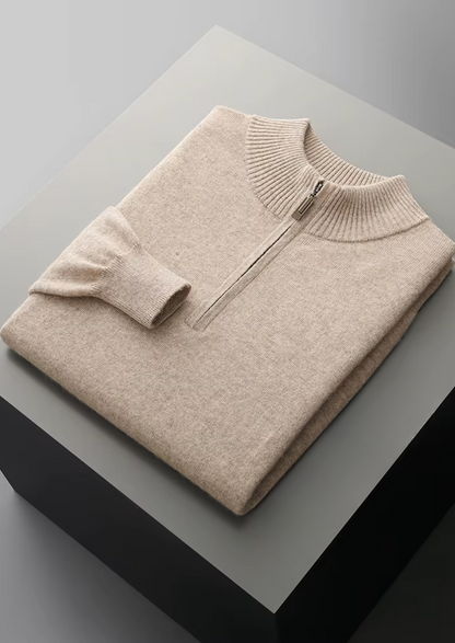 Merino Wool Half Zip Sweater, Sand - photo 3