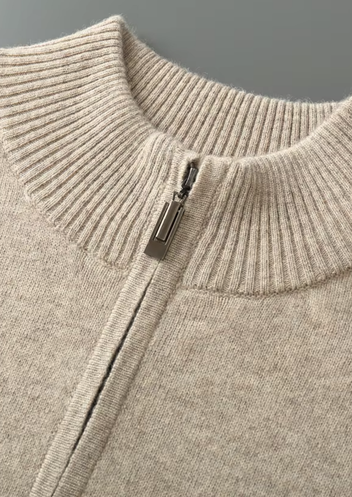 Merino Wool Half Zip Sweater, Sand - photo 4