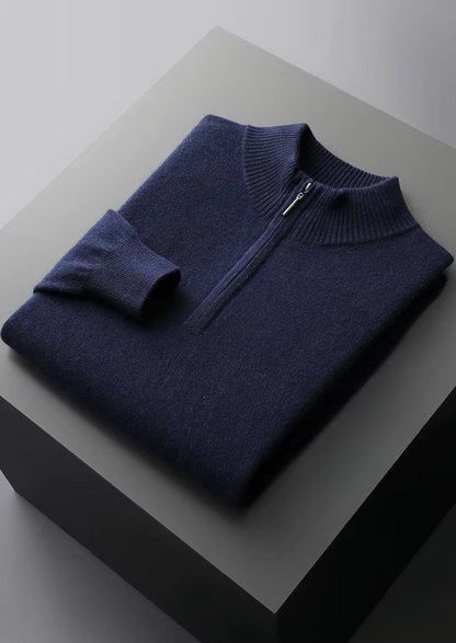 Merino Wool Half Zip Sweater, Beige - photo 14