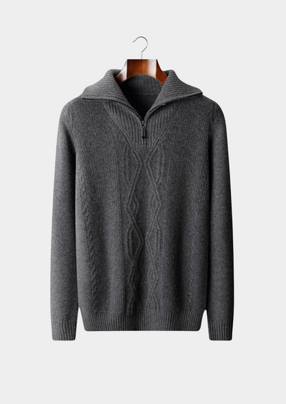 Merino Wool Half Zip Sweater, Beige - photo 6