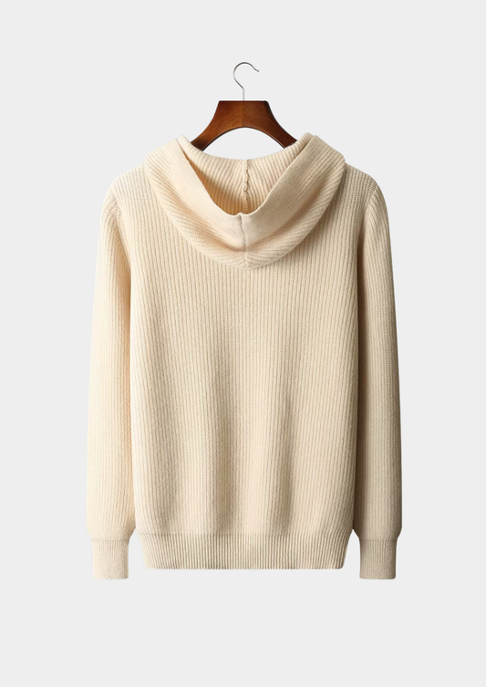 Pure Extra-Fine Merino Wool Half Zipper Hoodie - photo 2