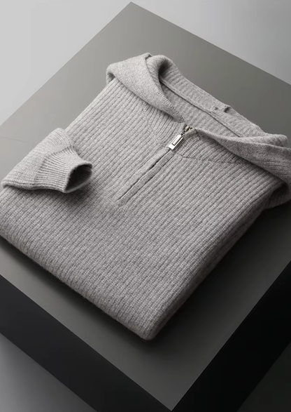 Pure Extra-Fine Merino Wool Half Zipper Hoodie - photo 7