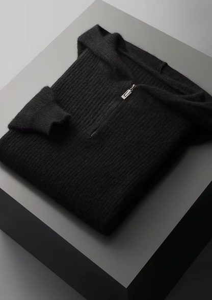 Pure Extra-Fine Merino Wool Half Zipper Hoodie - photo 8