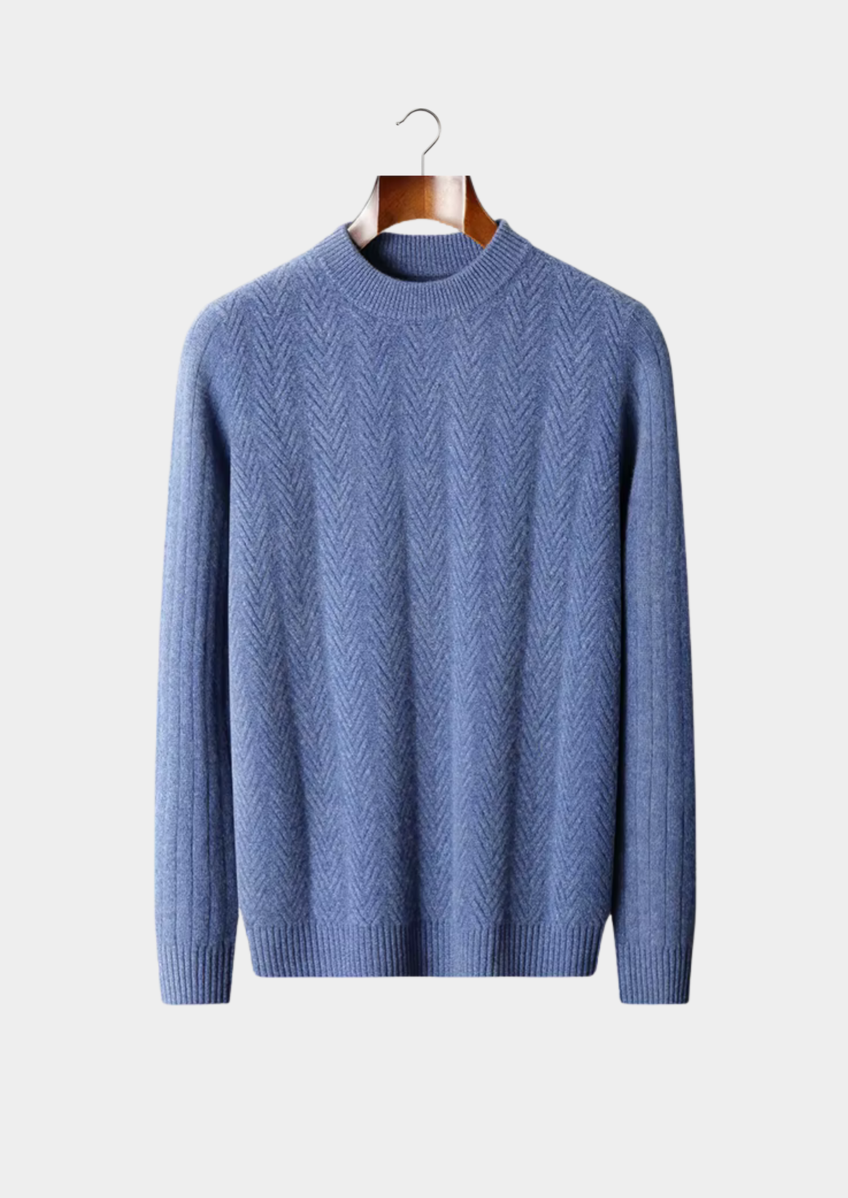 Pure Extra-Fine Merino Wool Herringbone Crewneck - photo 5