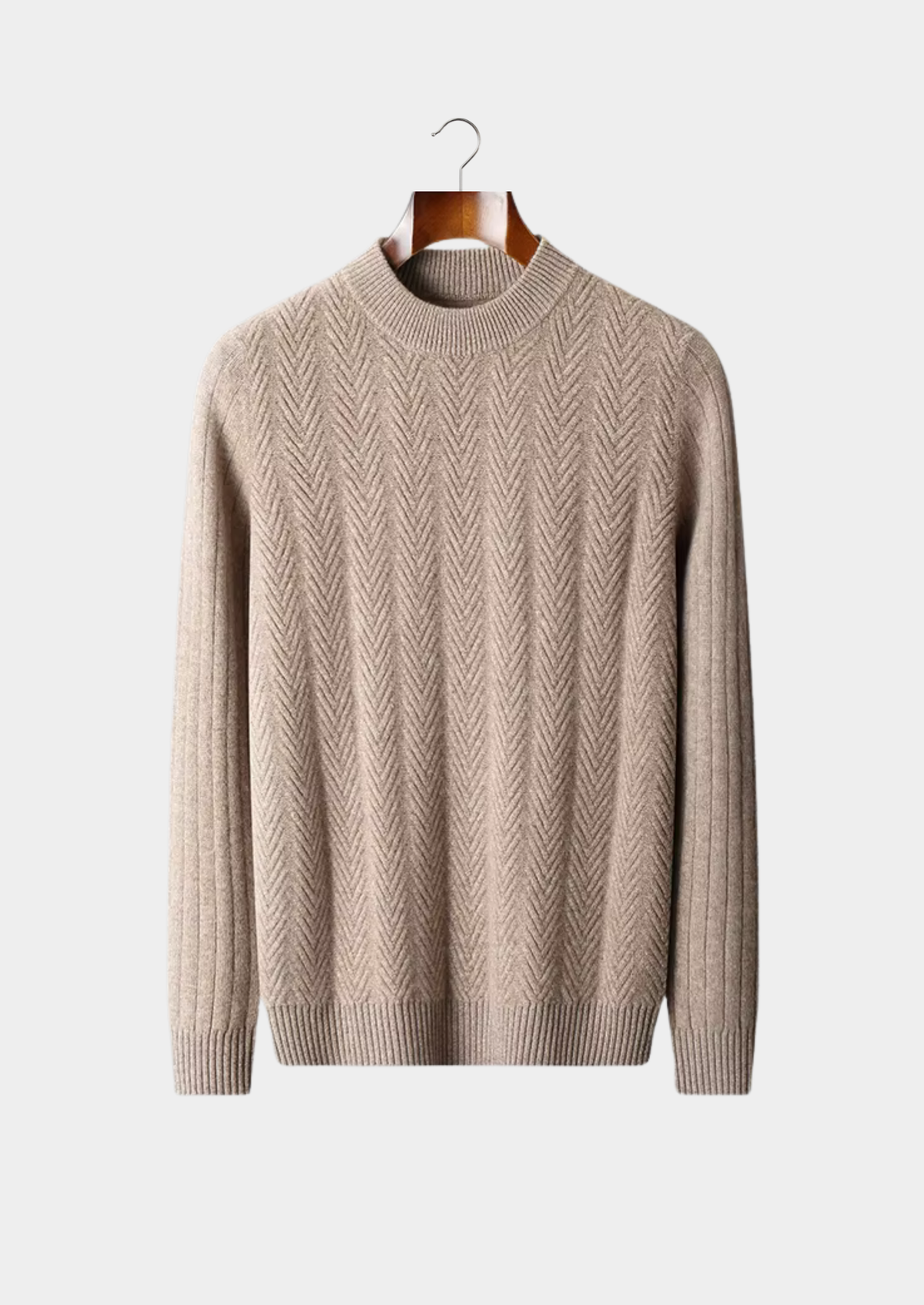 Pure Extra-Fine Merino Wool Herringbone Crewneck - photo 6