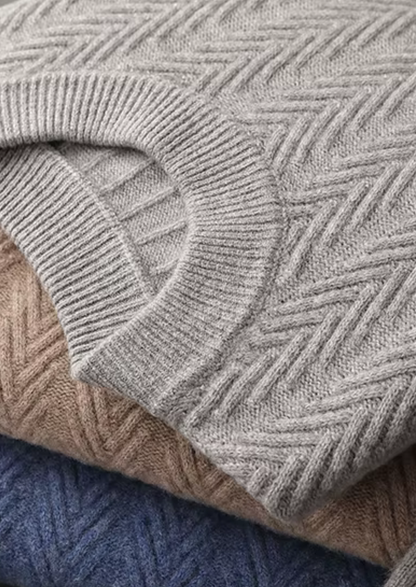 Pure Extra-Fine Merino Wool Herringbone Crewneck - photo 7