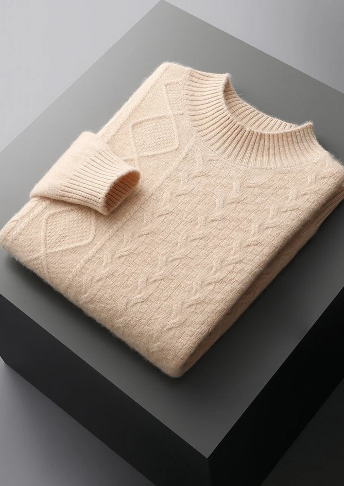 Pure Extra-Fine Merino Wool Jacquard Mockneck - photo 3