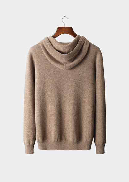 Pure Extra-Fine Merino Wool Beige Leisure Hoodie - photo 2