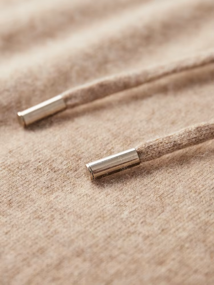 Pure Extra-Fine Merino Wool Beige Leisure Hoodie - photo 4