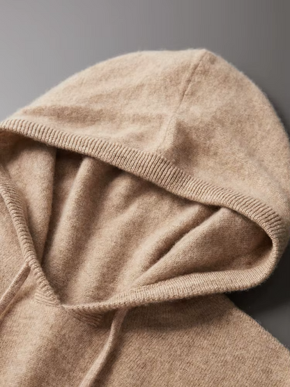 Pure Extra-Fine Merino Wool Beige Leisure Hoodie - photo 5