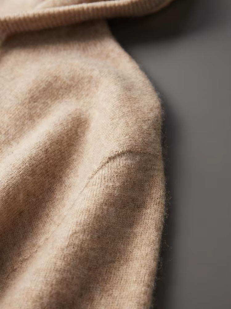 Pure Extra-Fine Merino Wool Beige Leisure Hoodie - photo 8