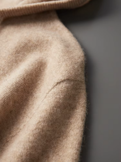 Pure Extra-Fine Merino Wool Beige Leisure Hoodie - photo 8