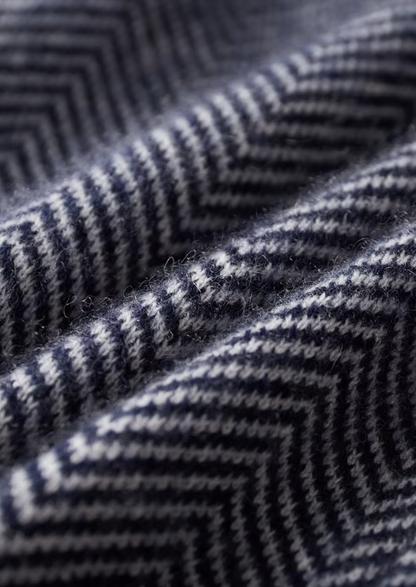 Pure Extra-Fine Merino Wool Navy Blue Herringbone Set - photo 4