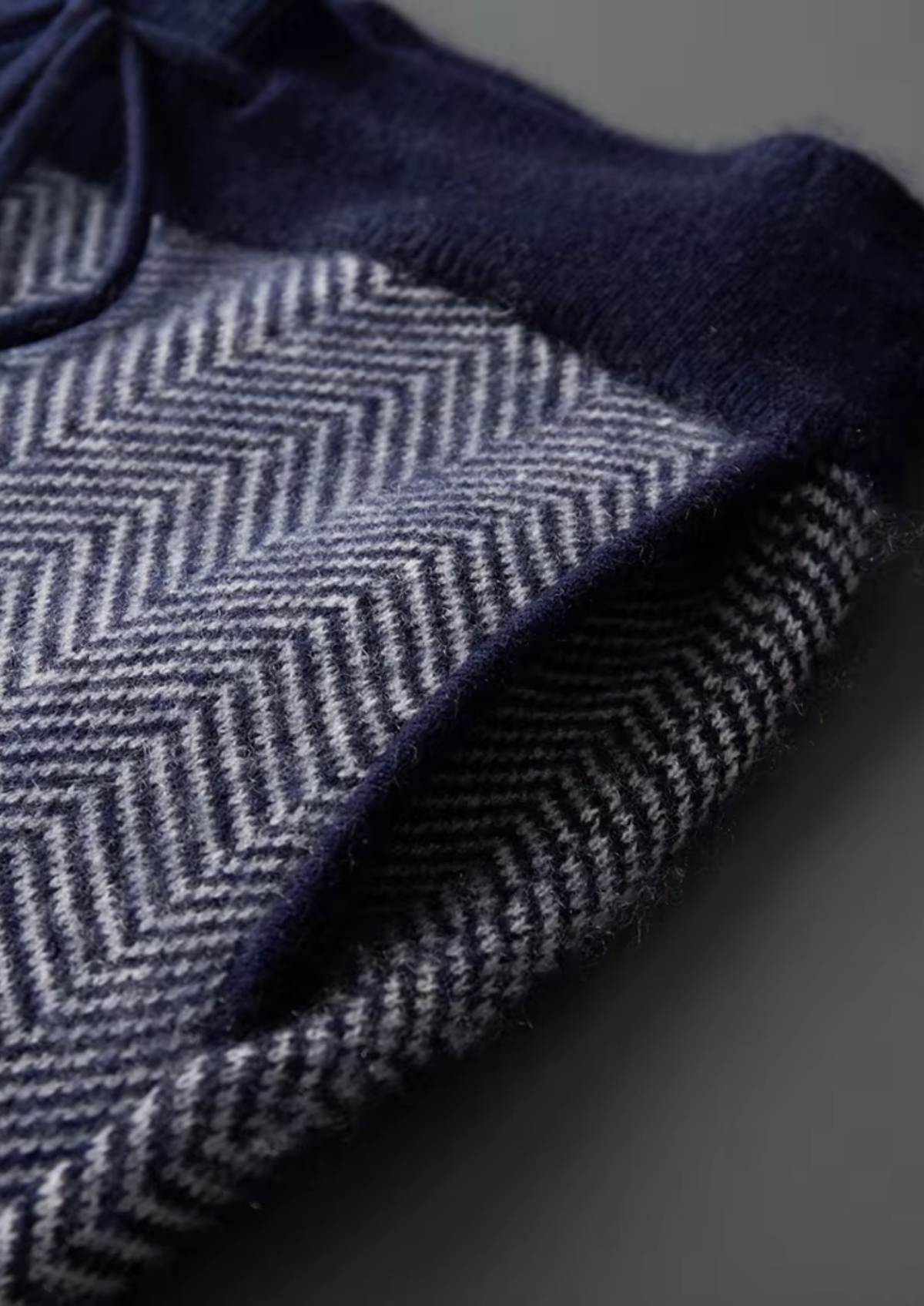 Pure Extra-Fine Merino Wool Navy Blue Herringbone Set - photo 6