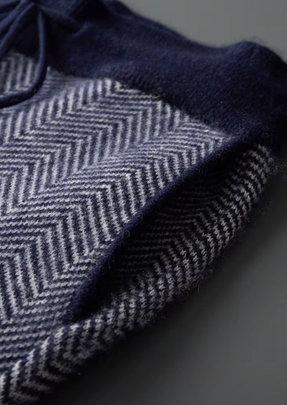 Pure Extra-Fine Merino Wool Navy Blue Herringbone Set - photo 6