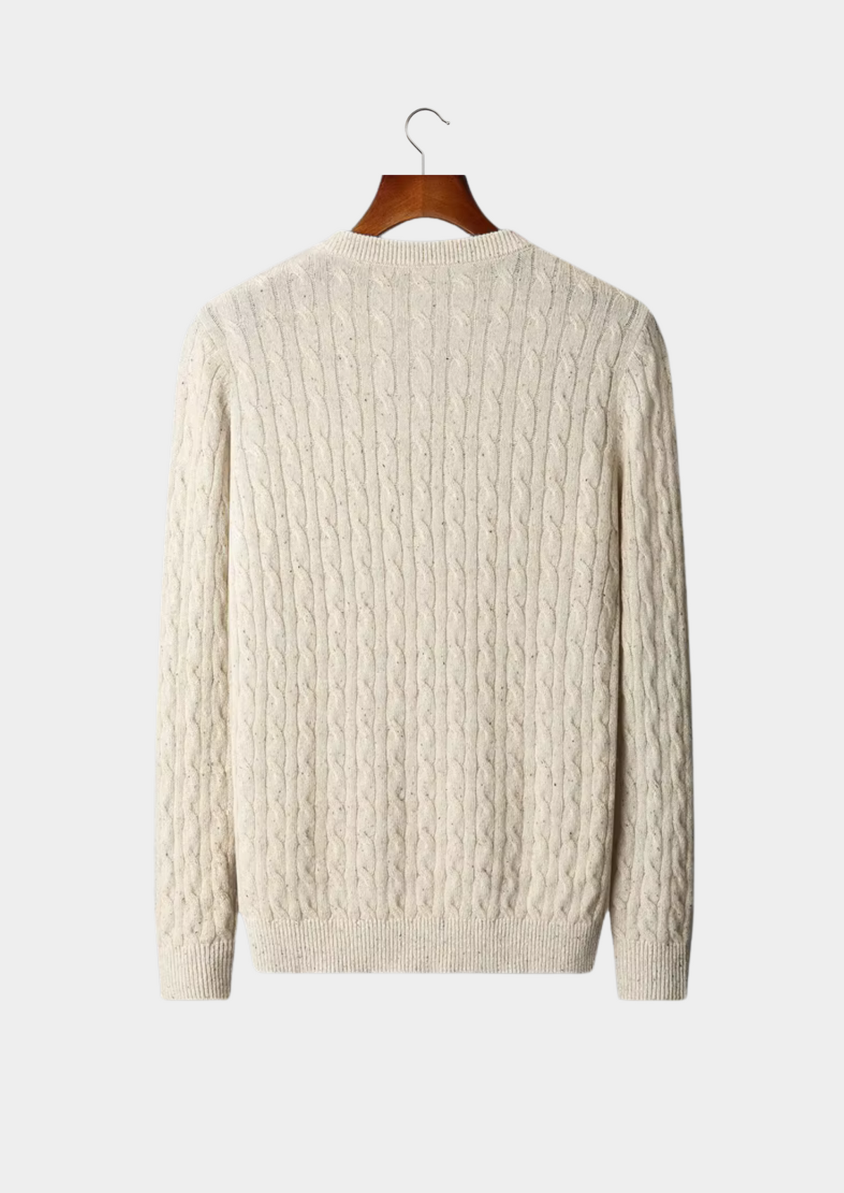 Pure Extra-Fine Merino Wool Nepped Cable Crewneck - photo 2