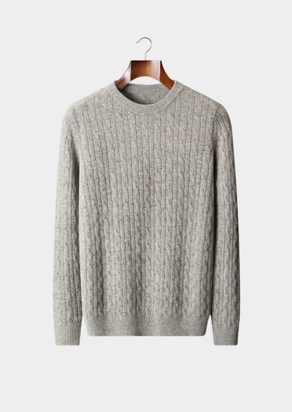 Pure Extra-Fine Merino Wool Nepped Cable Crewneck - photo 5