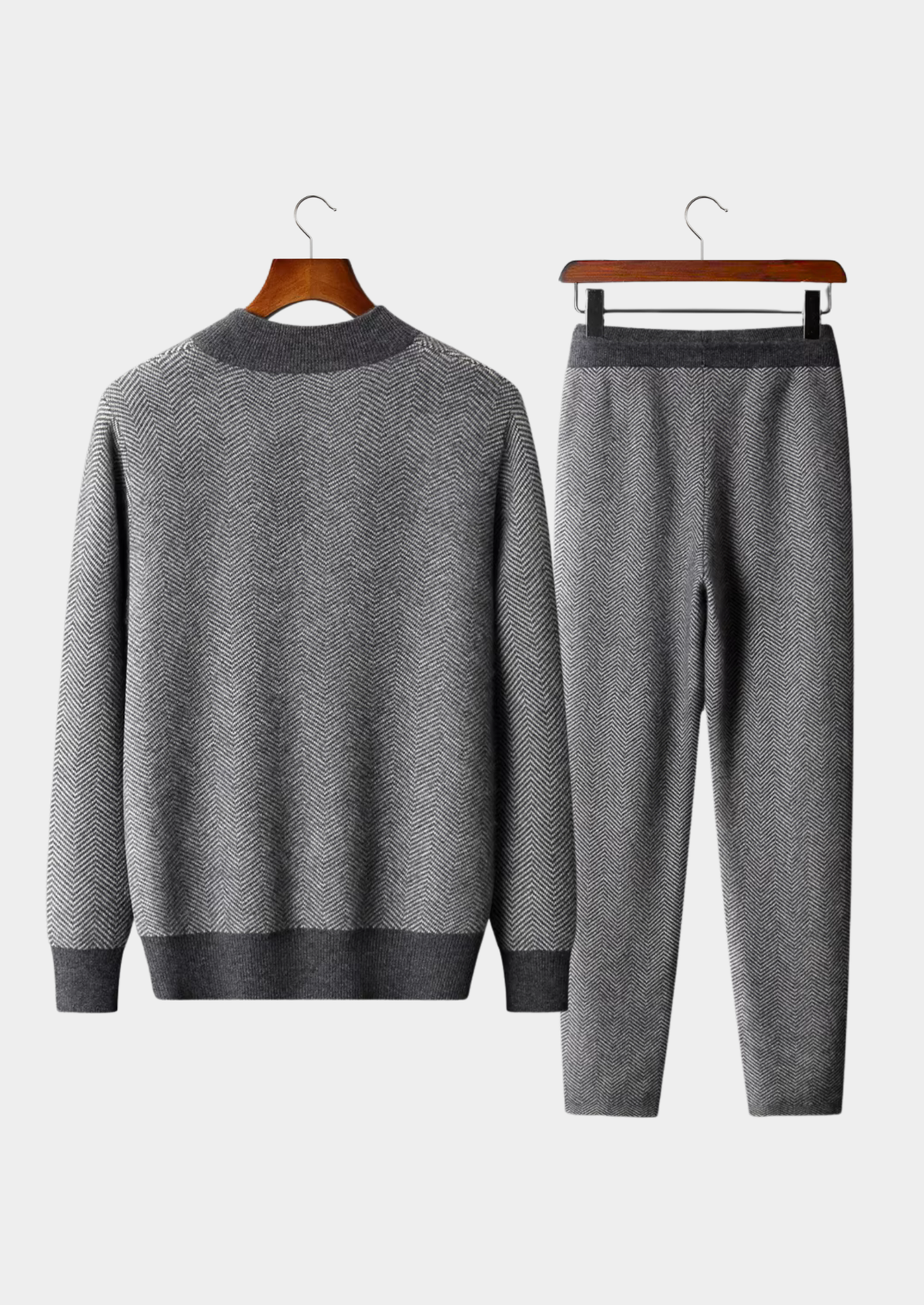 Pure Extra-Fine Merino Wool Gray Herringbone Set - photo 2