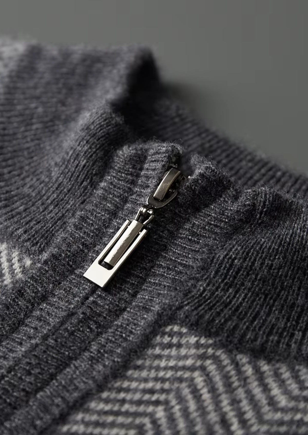 Pure Extra-Fine Merino Wool Gray Herringbone Set - photo 3