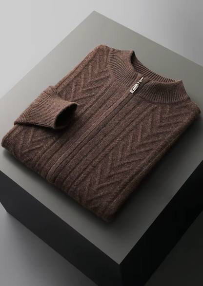 Pure Extra-Fine Merino Wool Patterned Zip Cardigan - photo 10