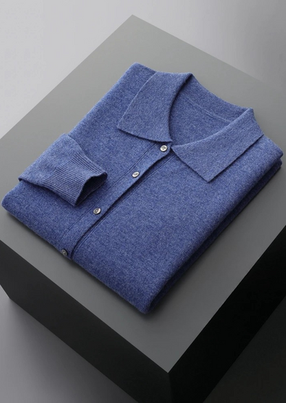 Pure Extra-Fine Merino Wool Polo Cardigan - photo 14