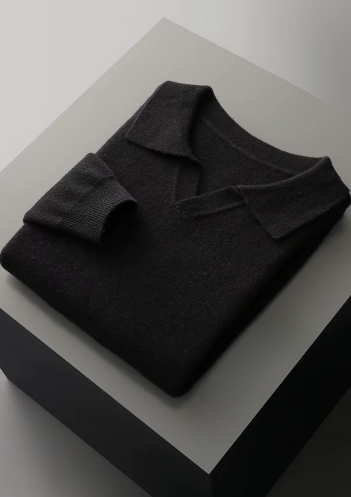 Pure Extra-Fine Merino Wool Ribbed Buttonless Polo - photo 10