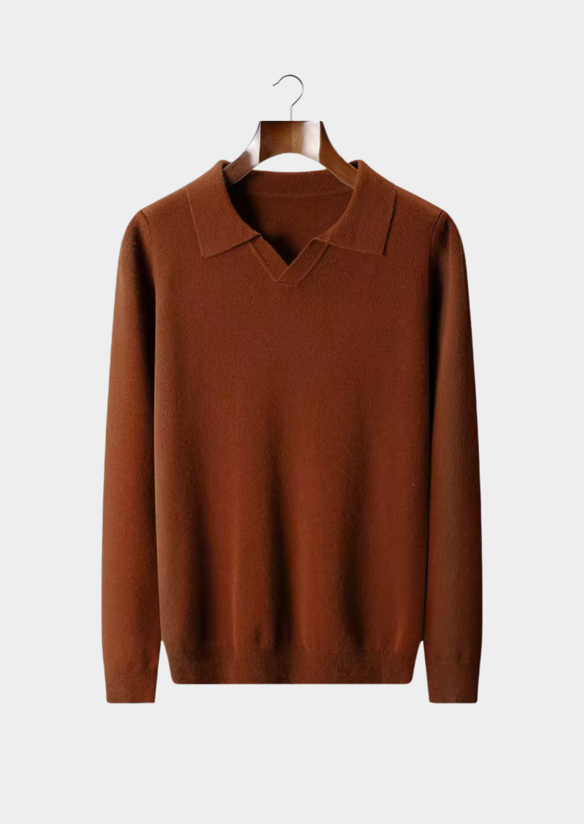 Pure Extra-Fine Merino Wool Ribbed Buttonless Polo - photo 3