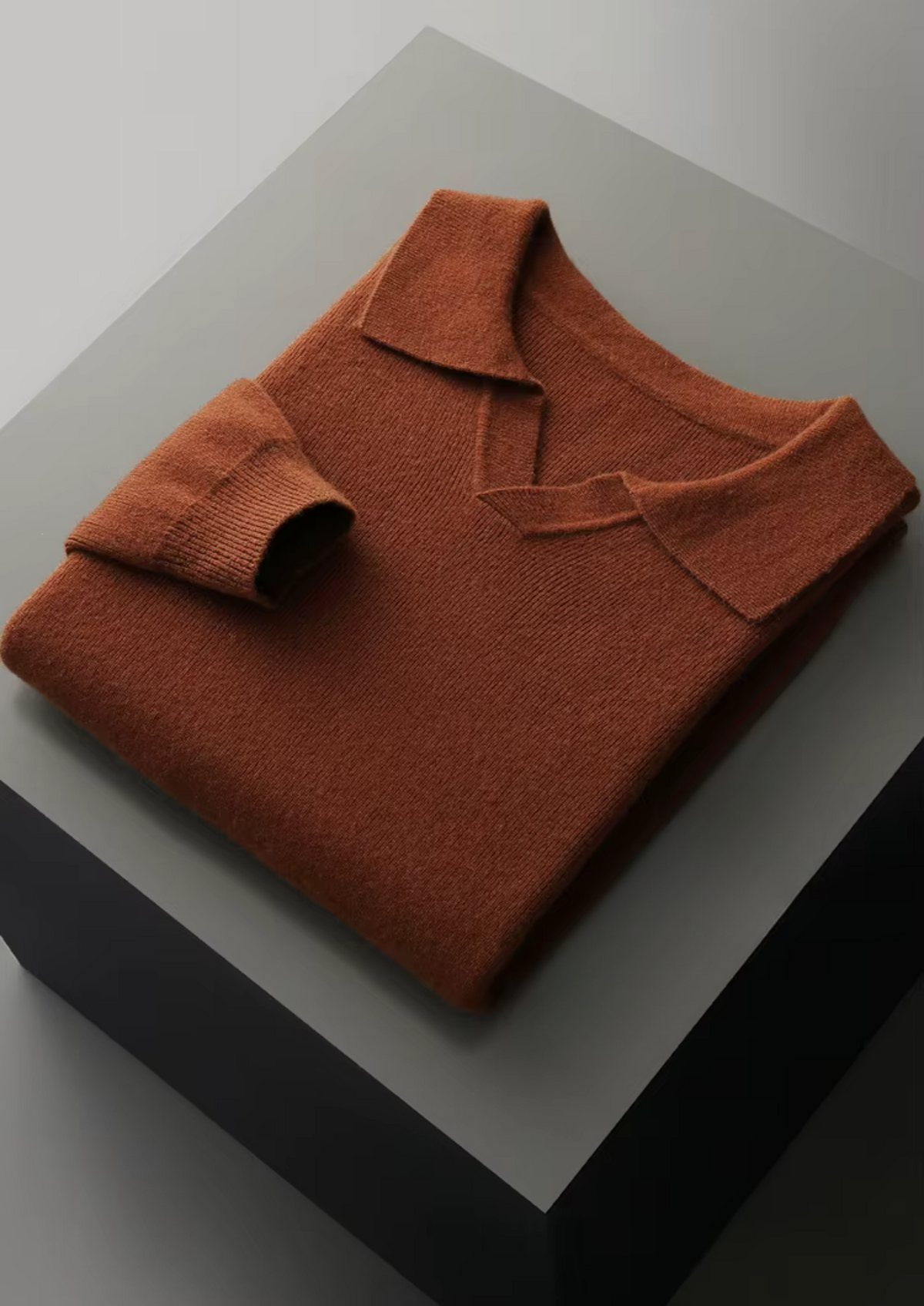 Pure Extra-Fine Merino Wool Ribbed Buttonless Polo - photo 5
