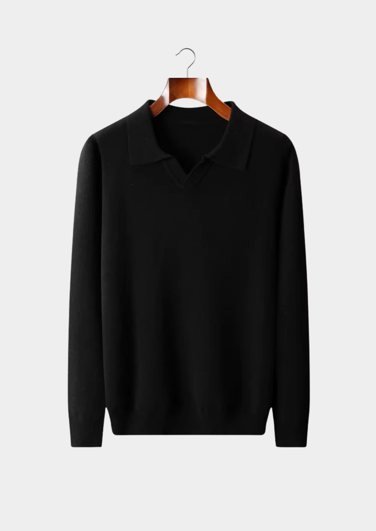 Pure Extra-Fine Merino Wool Ribbed Buttonless Polo - photo 9