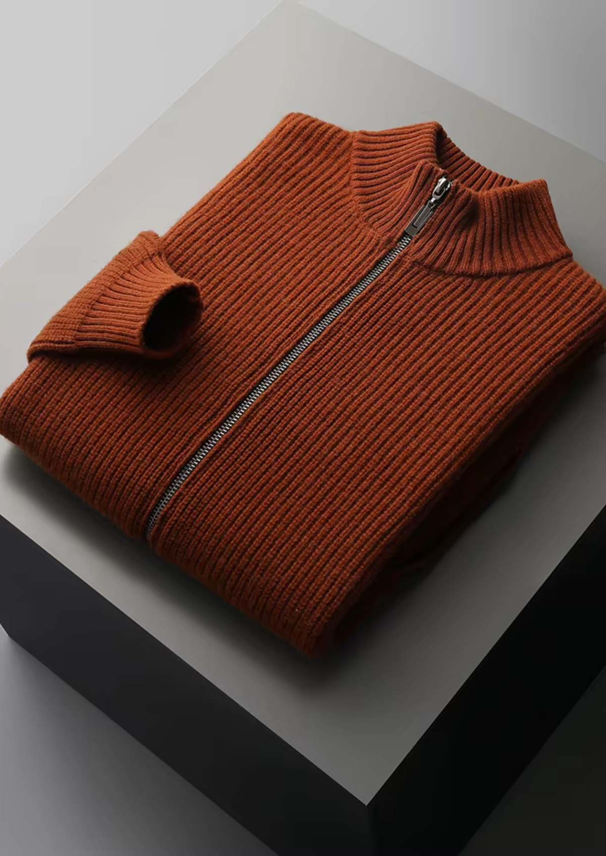 Pure Extra-Fine Merino Wool Ribbed Cardigan - photo 12
