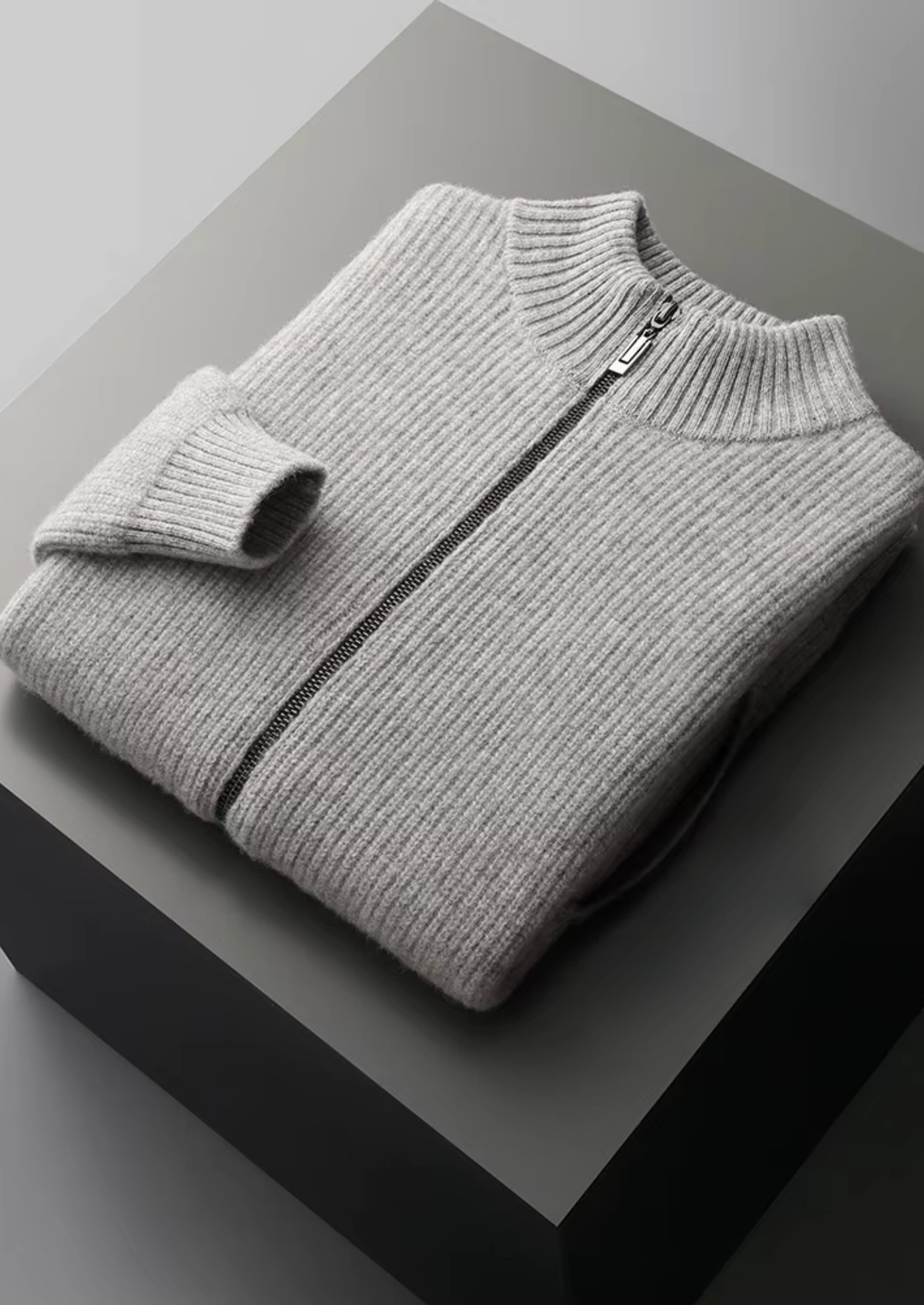 Pure Extra-Fine Merino Wool Ribbed Cardigan - photo 3