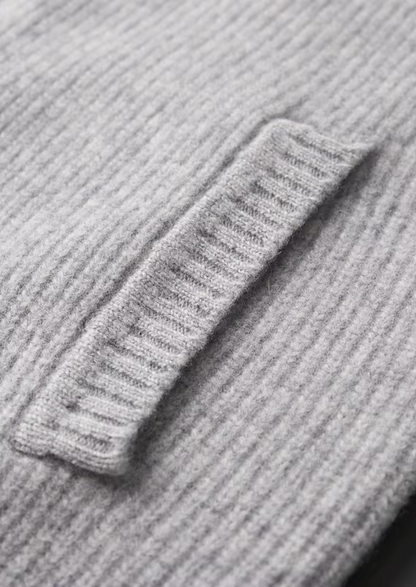 Pure Extra-Fine Merino Wool Ribbed Cardigan - photo 4