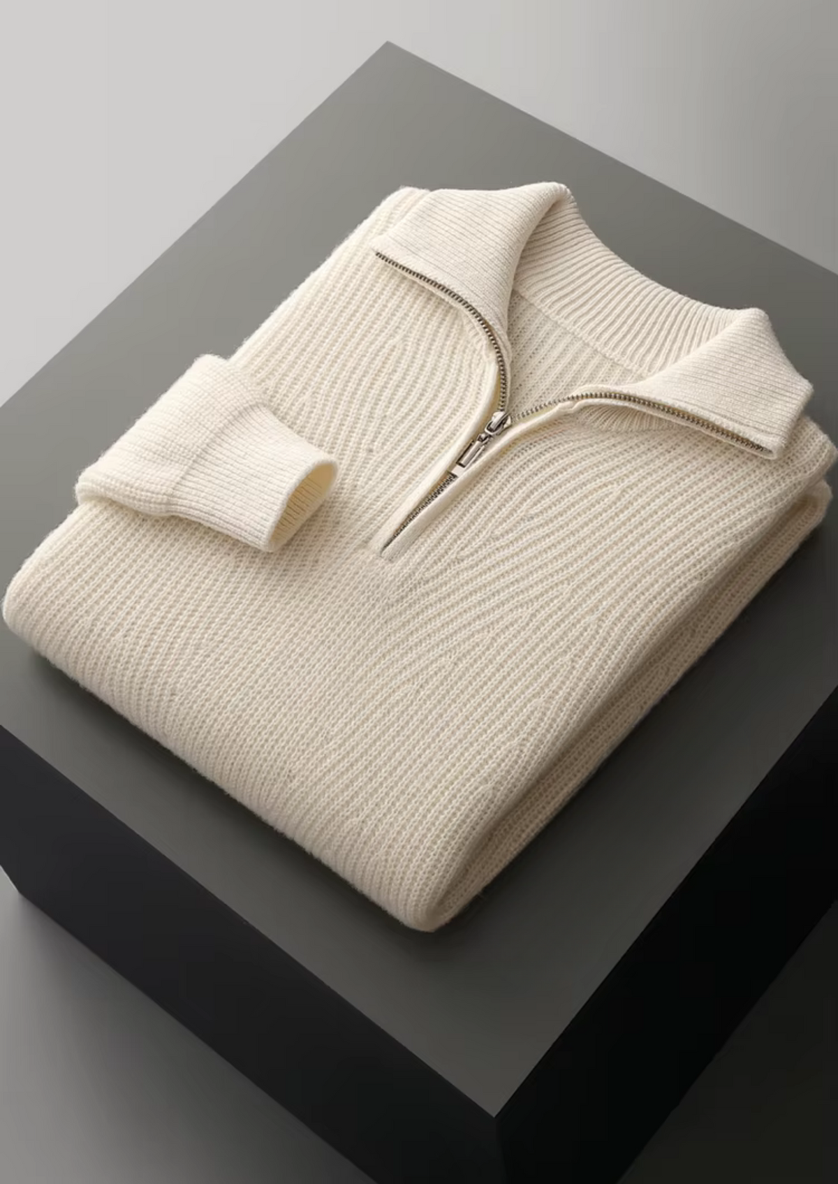 Pure Extra-Fine Merino Wool Ribbed Half-Zip - photo 3