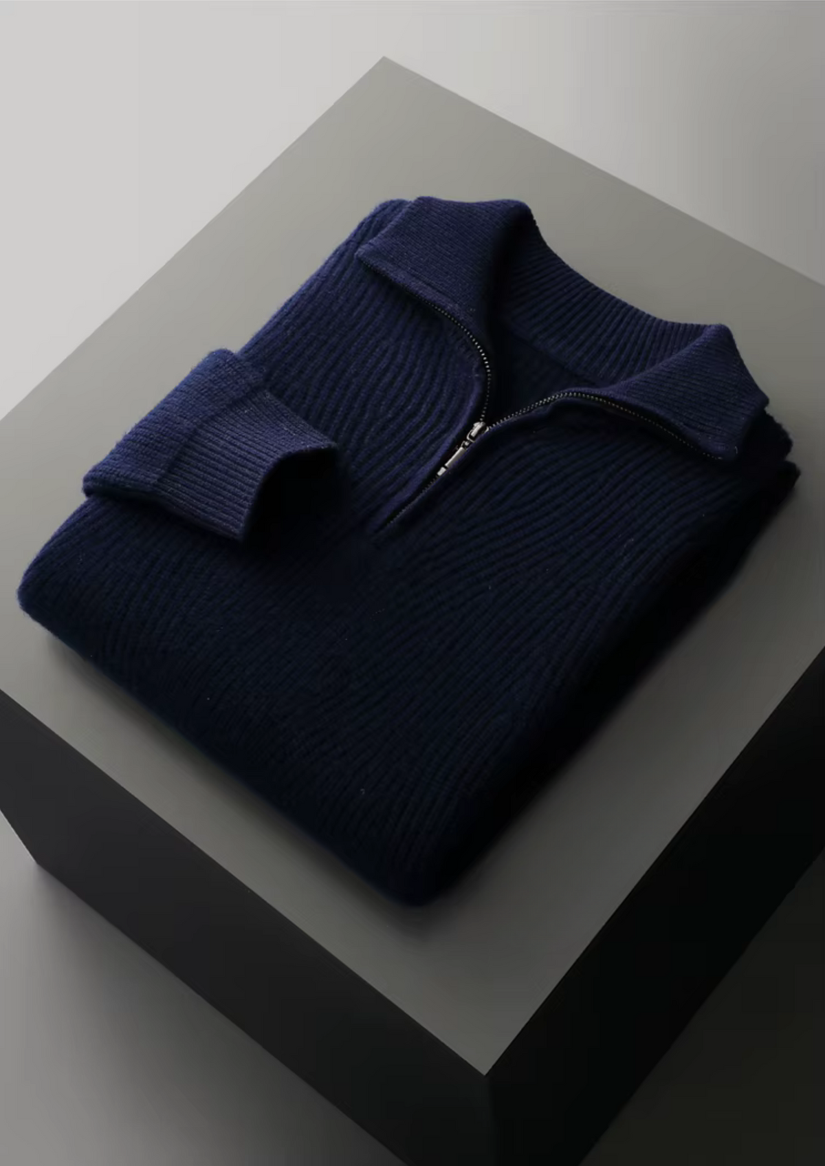 Pure Extra-Fine Merino Wool Ribbed Half-Zip - photo 6