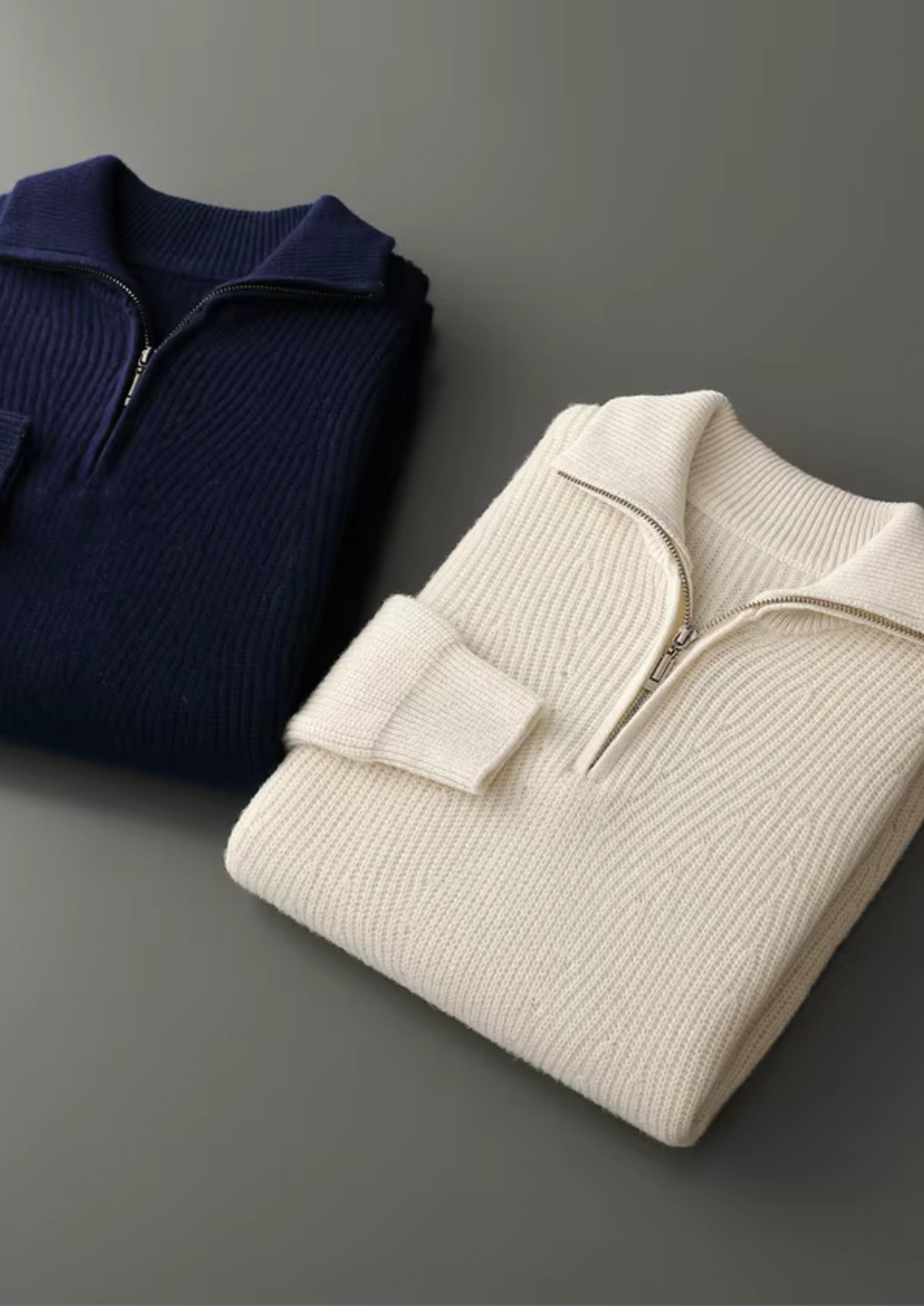 Pure Extra-Fine Merino Wool Ribbed Half-Zip - photo 7