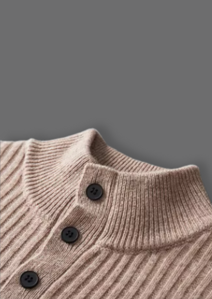 Pure Extra-Fine Merino Wool Ribbed Henley Sweater - photo 6