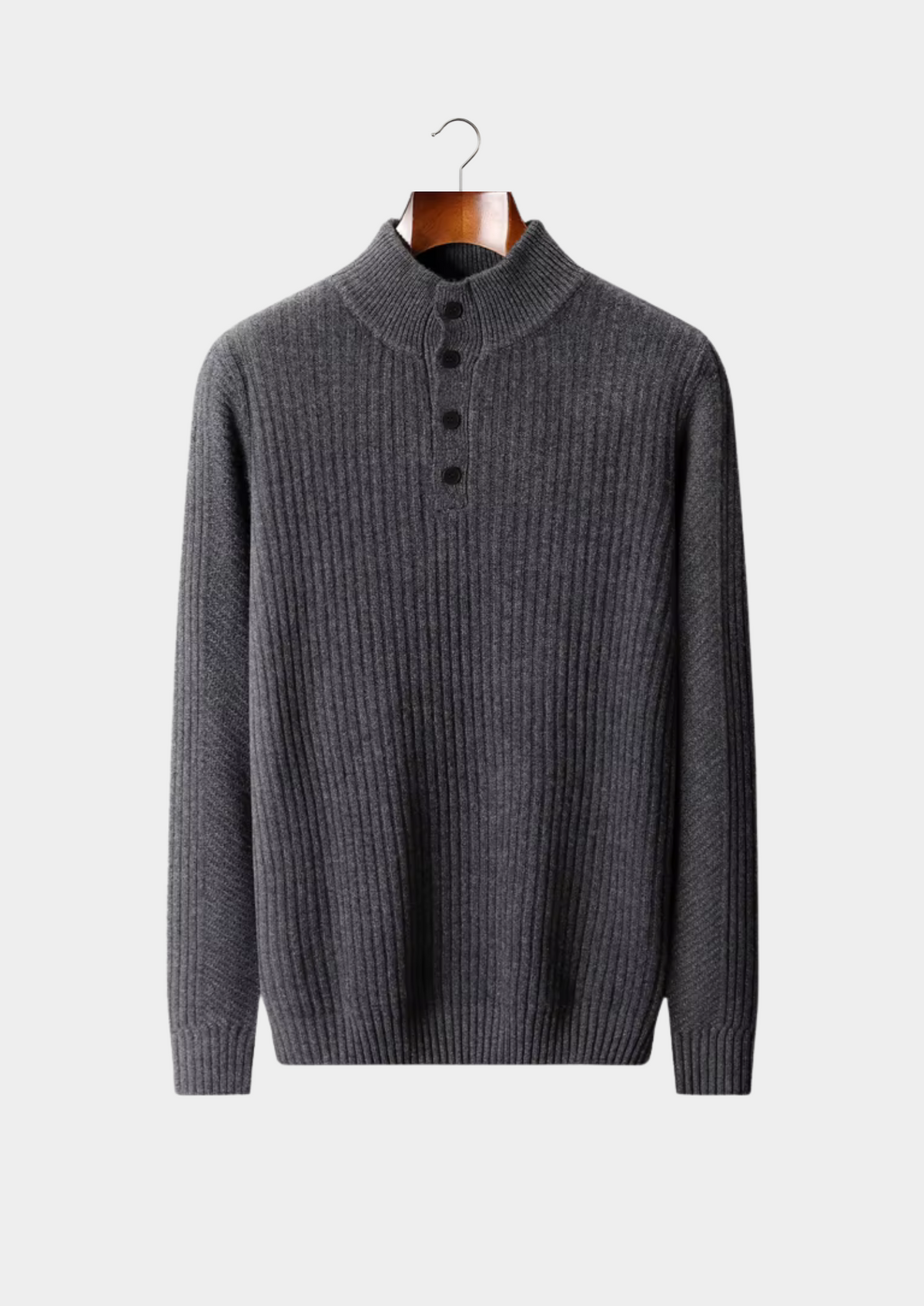 Pure Extra-Fine Merino Wool Ribbed Henley Sweater - photo 7