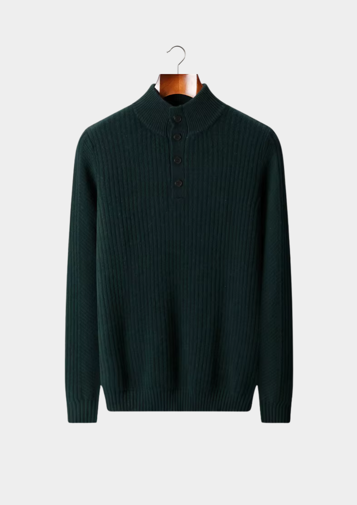 Pure Extra-Fine Merino Wool Ribbed Henley Sweater - photo 8