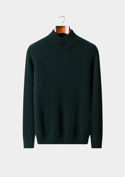 Pure Extra-Fine Merino Wool Ribbed Henley Sweater - photo 8