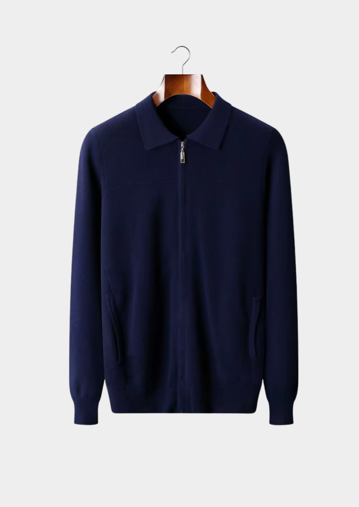 Pure Extra-Fine Merino Wool Ribbed Polo Cardigan - photo 7