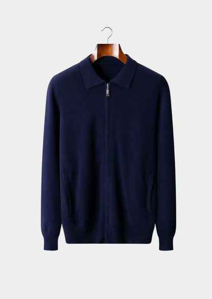 Pure Extra-Fine Merino Wool Ribbed Polo Cardigan - photo 7