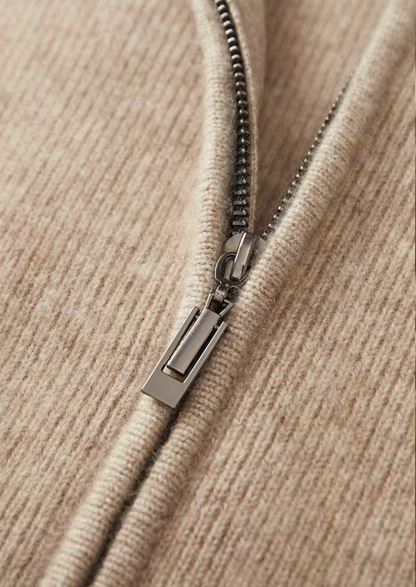 Merino Ribbed Zip Cardigan, Grey & Olive - photo 13