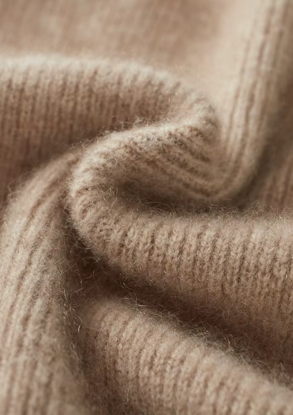 Merino Ribbed Zip Cardigan, Sand & Coffee