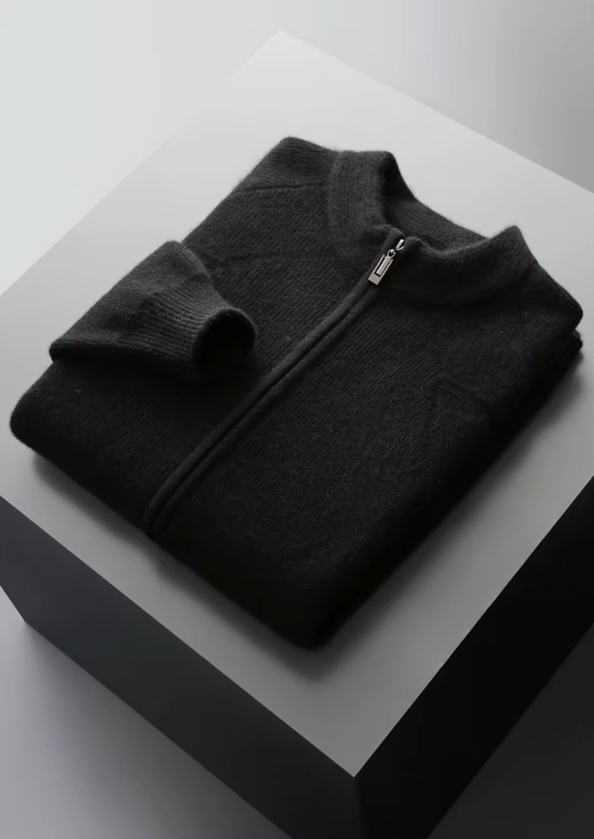 Merino Ribbed Zip Cardigan, Grey & Olive - photo 18