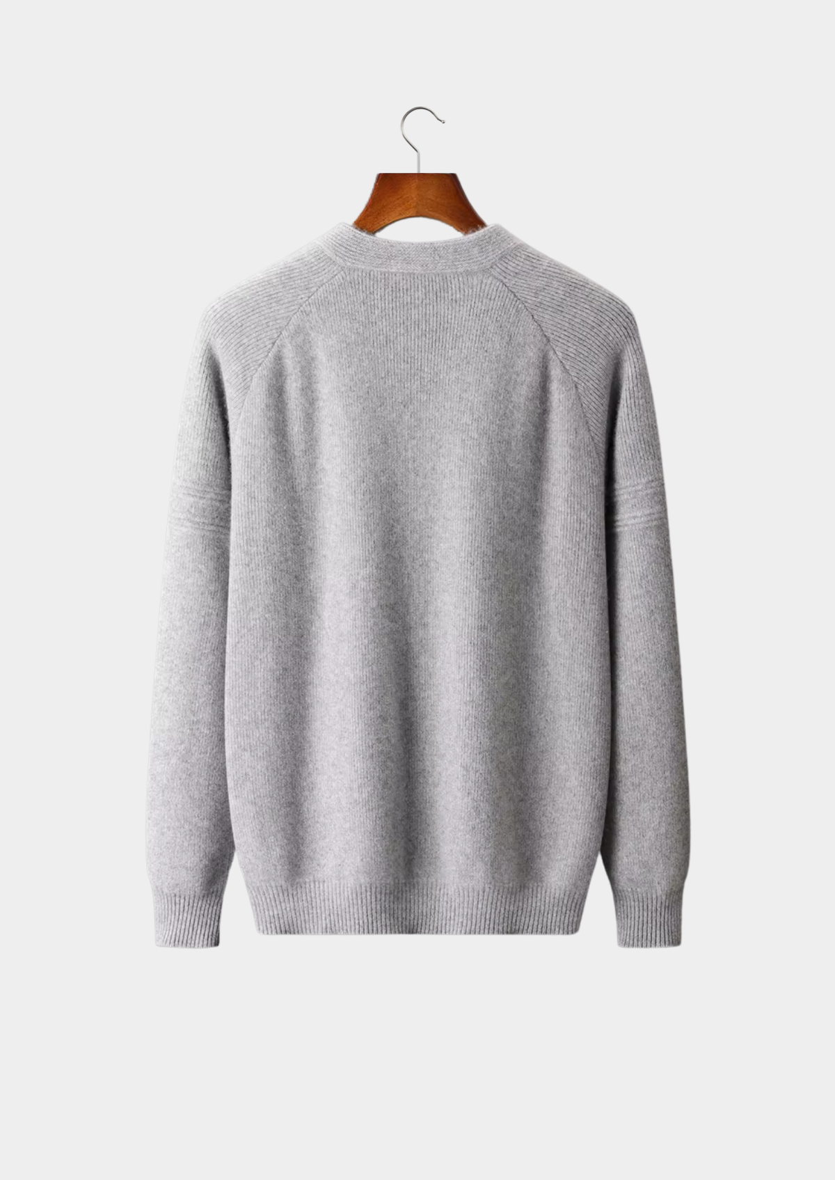 Merino Ribbed Zip Cardigan, Grey & Olive - photo 2