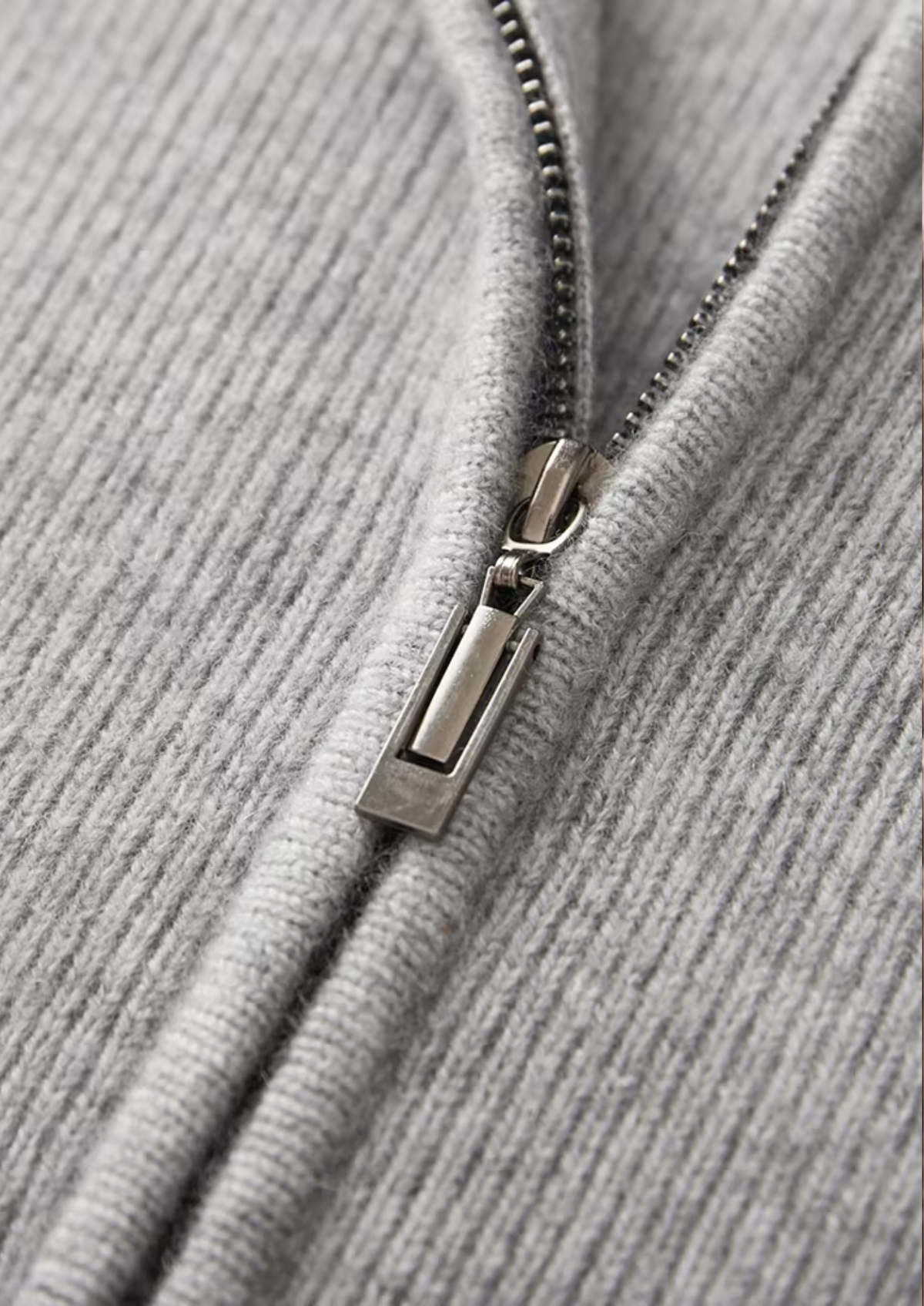 Merino Ribbed Zip Cardigan, Grey & Olive - photo 4