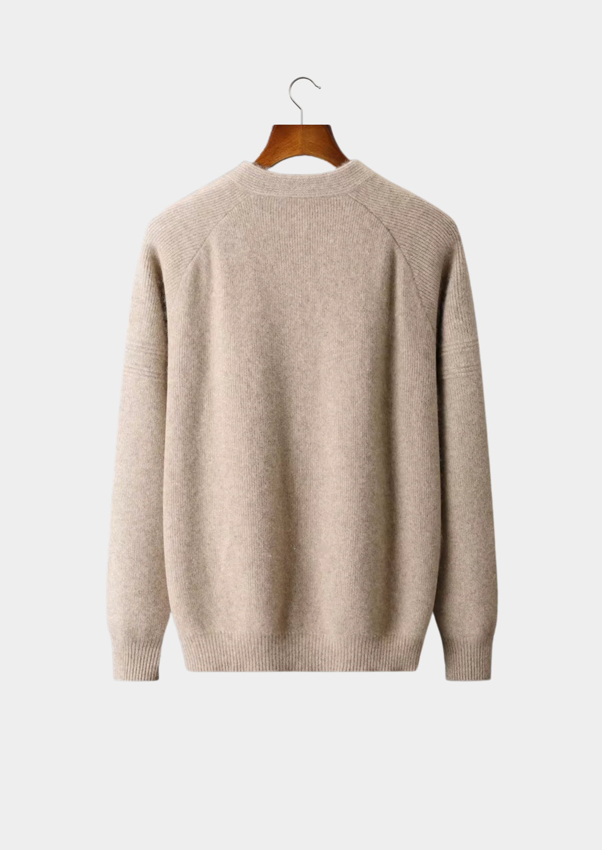 Merino Ribbed Zip Cardigan, Grey & Olive - photo 9