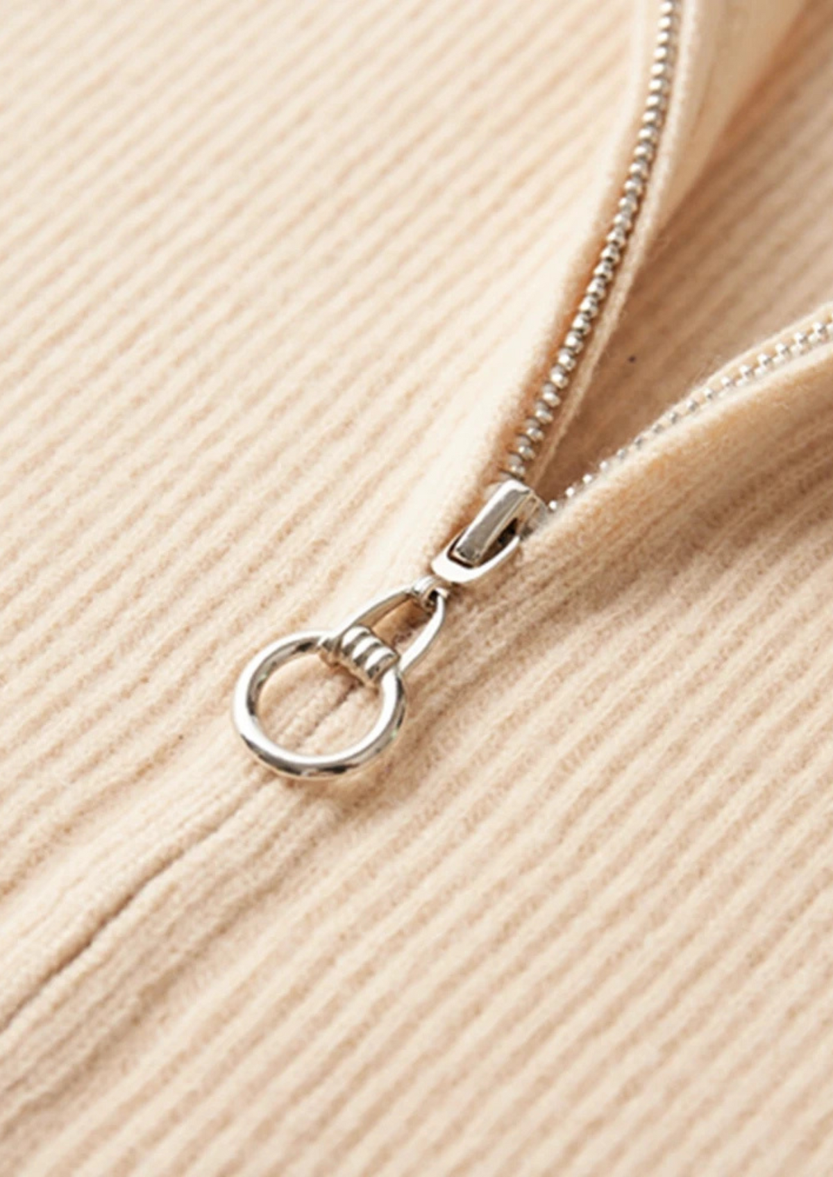 Merino Ribbed Zip Cardigan, Sand & Coffee - photo 10